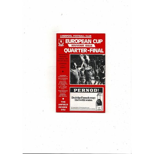 Liverpool v Benfica European Cup Football Programme 1977/78