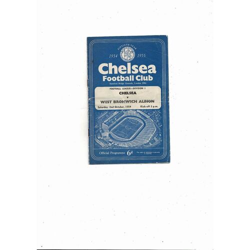 1954/55 Chelsea v West Bromwich Albion Championship Season Football Programme