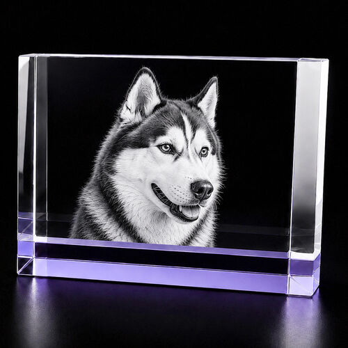 3D Crystal Photo Gift – Lilac Crystal Block 12×8×6cm