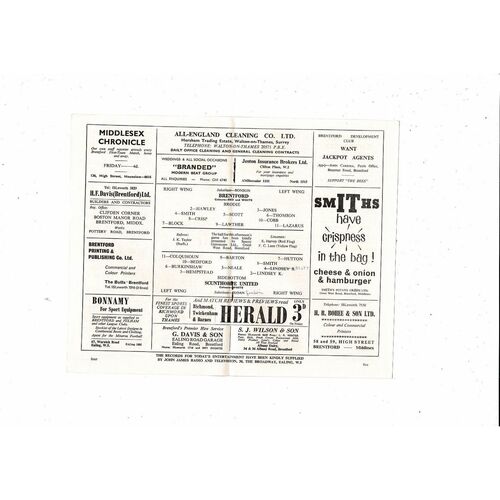 1965/66 Brentford v Scunthorpe United Football Programme