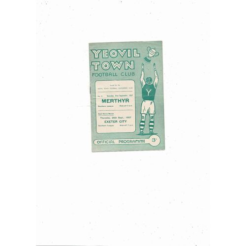 1957/58 Yeovil Town v Merthyr Southern League Football Programme