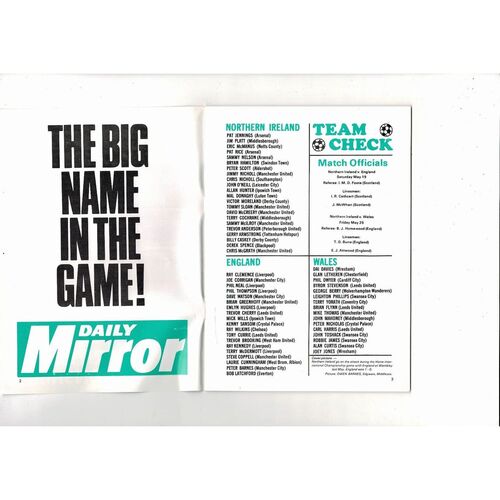 1979 Northern Ireland v England & Wales Football Programme