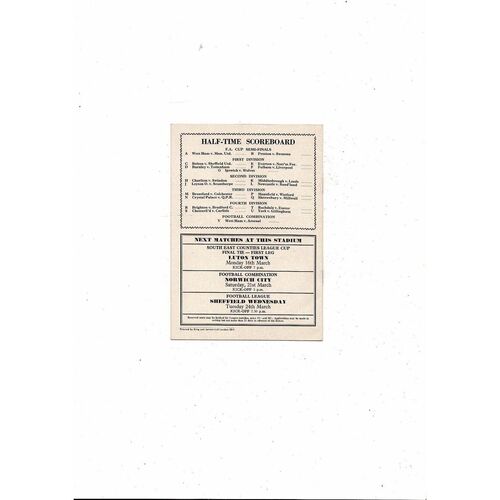 1963/64 Arsenal v Chelsea Football Programme