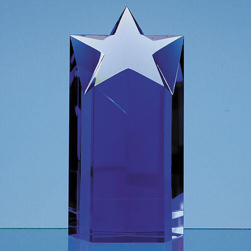 Sapphire Blue Optic Star Column Award - 18cm Copy