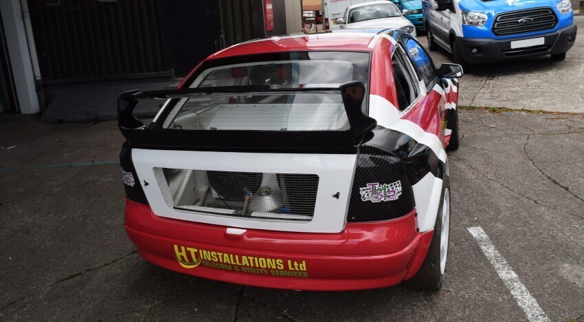 Custom motorsport wrap and graphics on a Vauxhall Astra race car