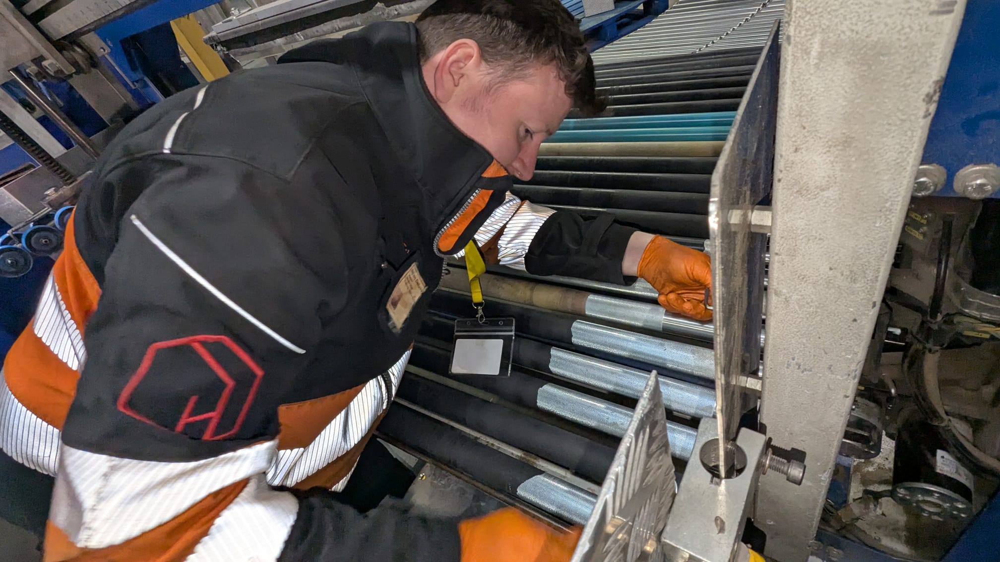 Engineer responding to a packaging machine issue