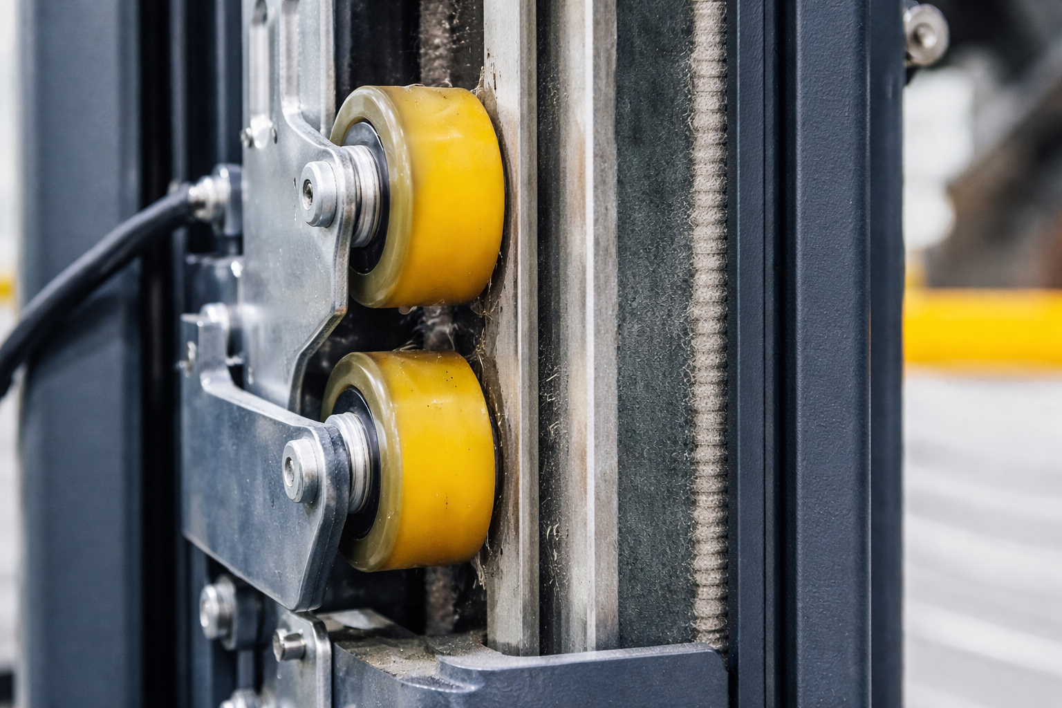 Film carriage rollers binding or dragging on the mast