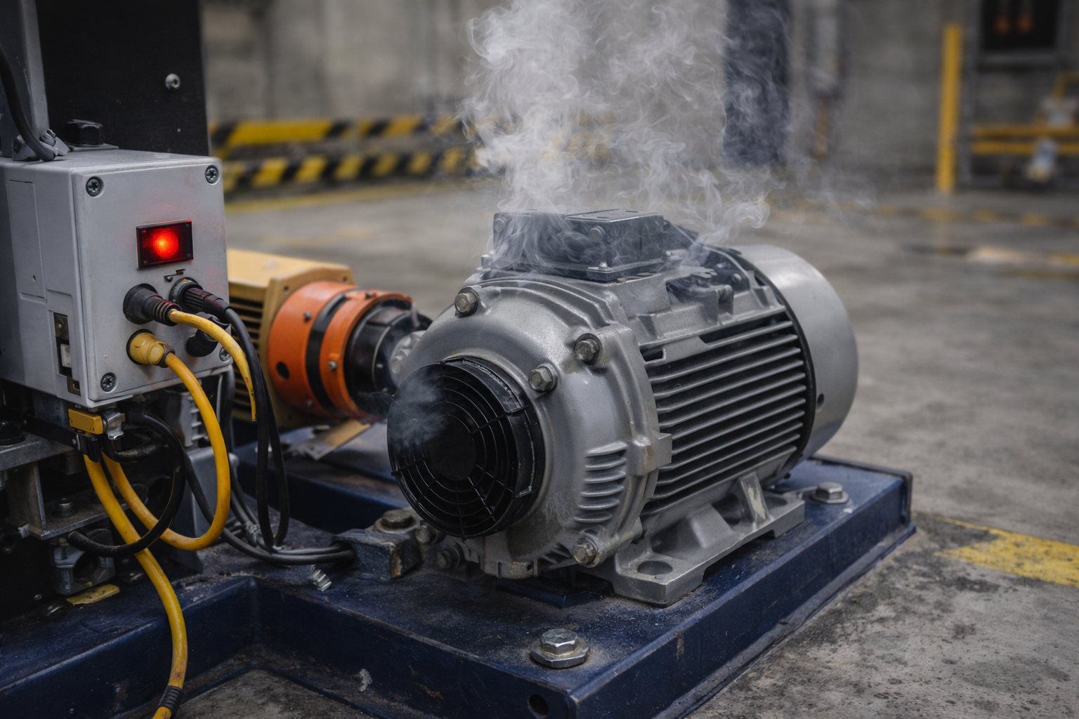 Electrical supply or control issue such as low voltage or overheating motor causing stalling