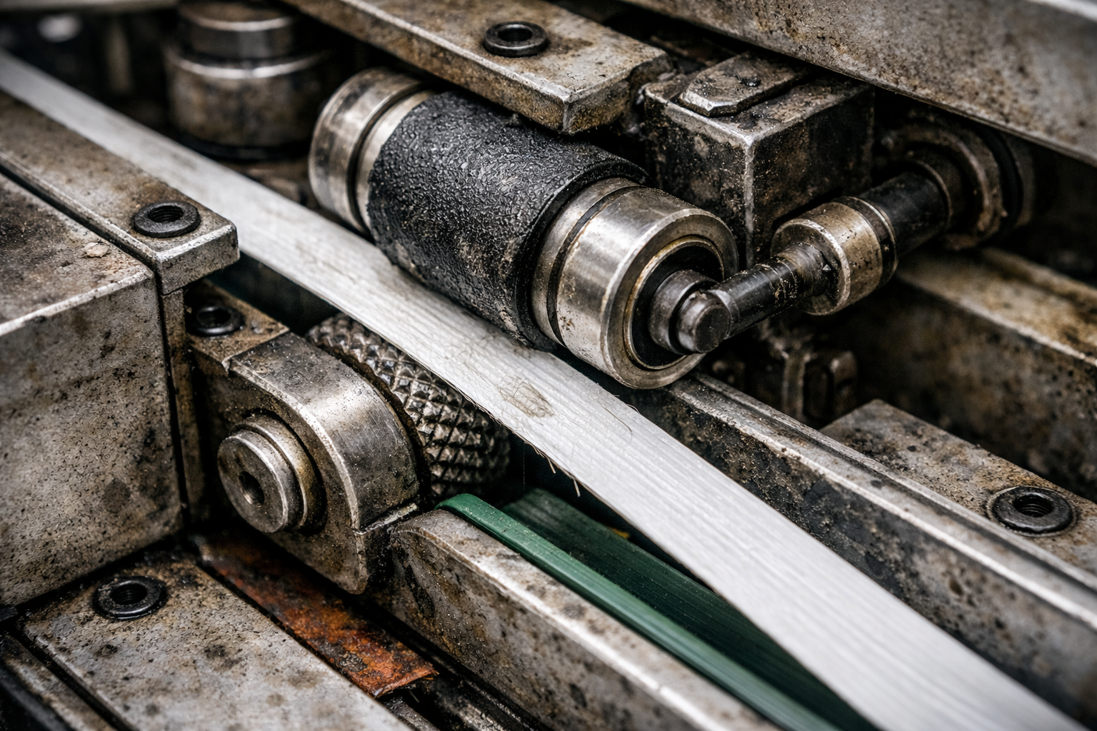 Feed roller slipping and failing to push full strap length into the track