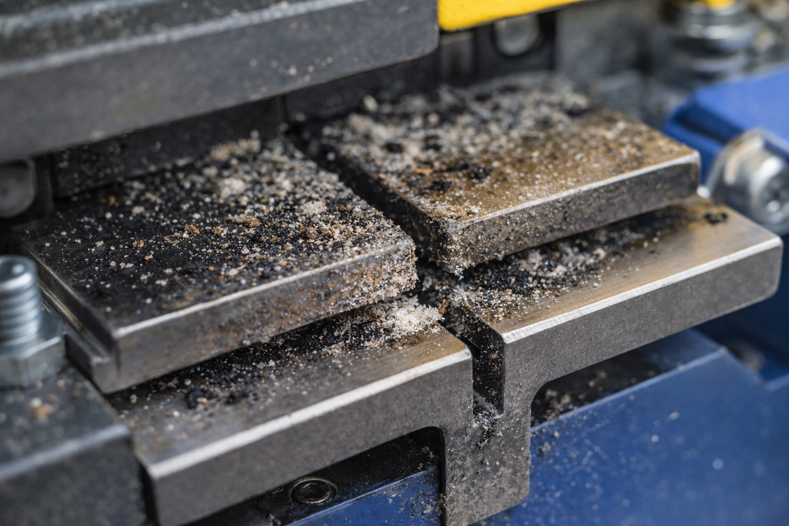 Seal head contamination or strap dust on the weld surfaces of a strapping machine