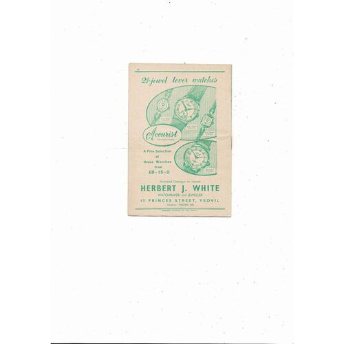1956/57 Yeovil Town v Worcester Southern League Football Programme