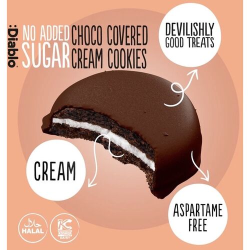 Diablo No Added Sugar Chocolate Covered Cream Cookies 136g