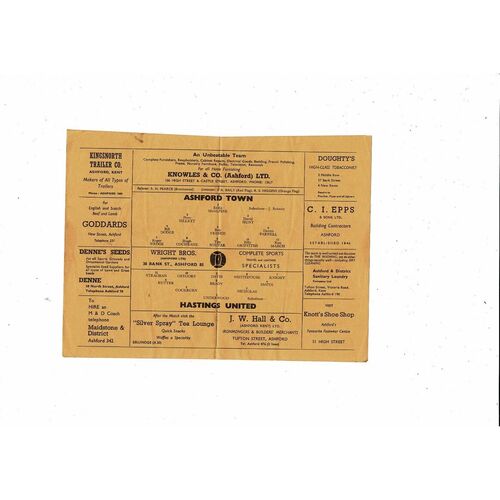 1966/67 Ashford Town v Hastings United Southern League Football Programme
