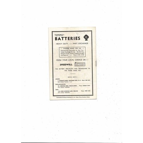 1956/57 Brentford v Ipswich Town Football Programme