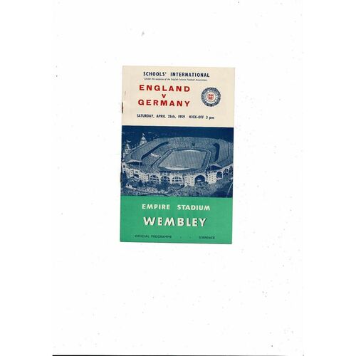 1959 England v Germany Schools International Football Programme