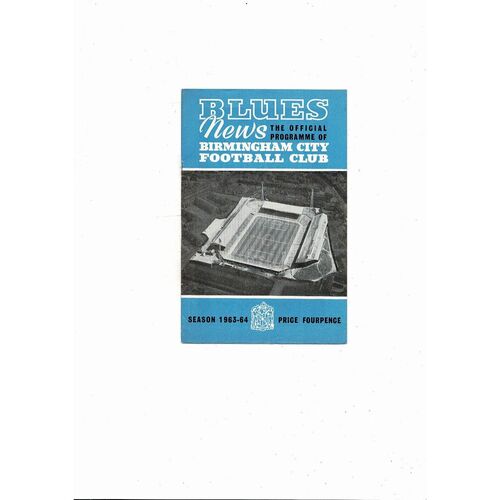 1963/64 Birmingham City v Chelsea Football Programme