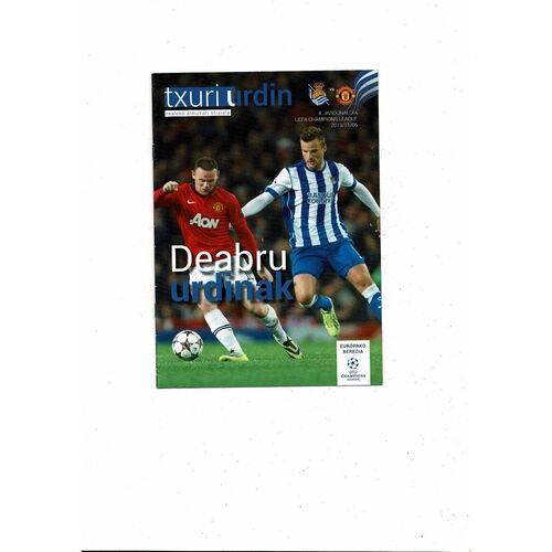 Real Sociedad v Manchester United Champions League Txuri Urdin Football Magazine 2013/14 (Basque Edition)