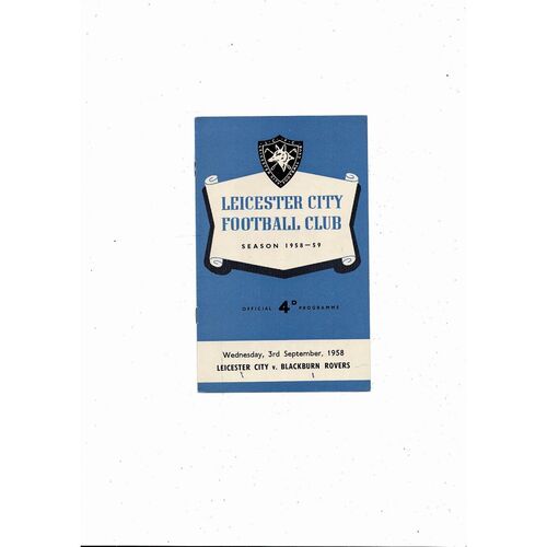 1958/59 Leicester City v Blackburn Rovers Football Programme