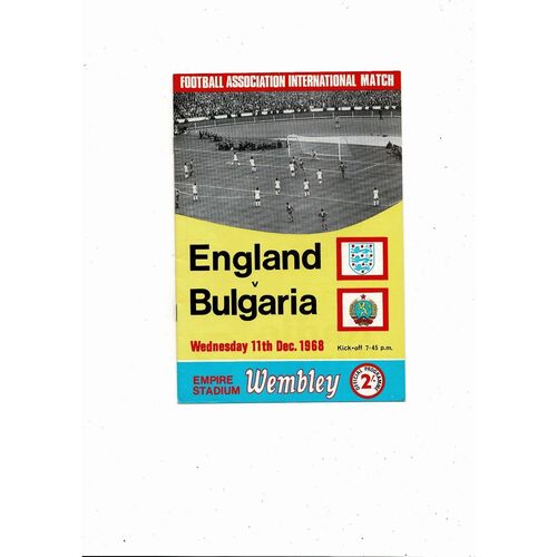 1968 England v Bulgaria Football Programme