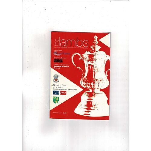 Tamworth v Norwich City FA Cup Football Programme 2006/07