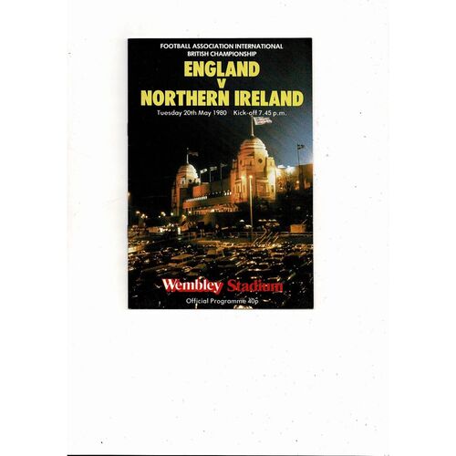 1980 England v Northern Ireland Football Programme