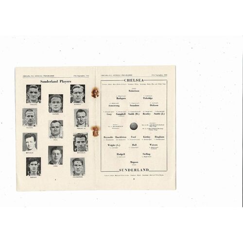 1951/52 Chelsea v Sunderland Football Programme