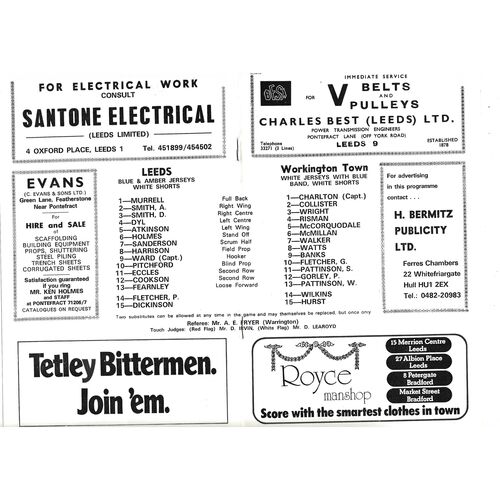1976/77 Leeds v Workington Town (31/03/1977) Rugby League Programme