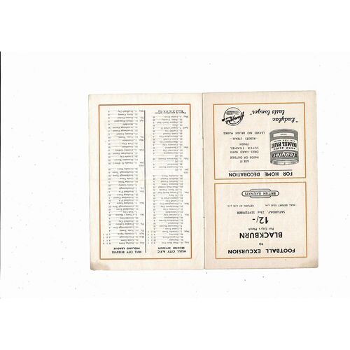 1950/51 Hull City v Doncaster Rovers Football Programme