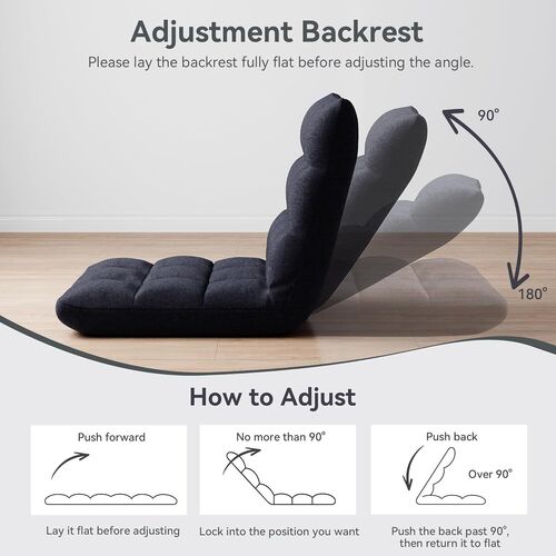 mcc direct Adjustable Floor Chair, Multi-Position Folding Sofa Chair with Back Support, Comfortable Floor Seating for Reading, Gaming, Meditation & Relaxing, Living Room or Bedroom
