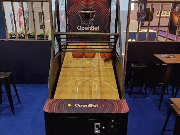 custom branded basketball arcade machine at London ExCel
