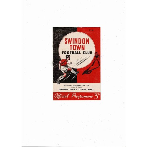 1955/56 Swindon Town v Leyton Orient Football Programme