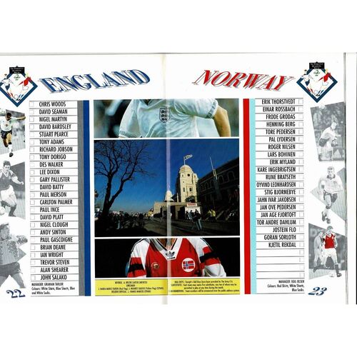 1992 England v Norway Football Programme