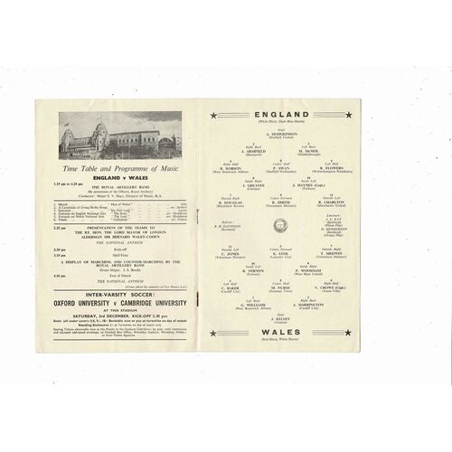 1960 England v Wales Football Programme