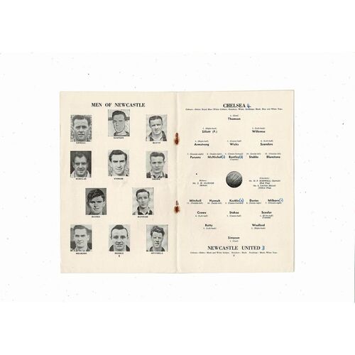 1954/55 Chelsea v Newcastle United Football Programme Championship Season