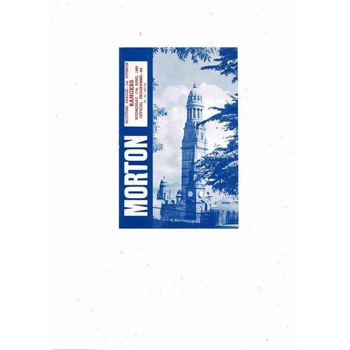 1967/68 Morton v Rangers Football Programme