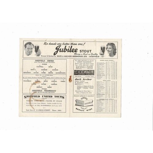 1953/54 Sheffield United v Sheffield Wednesday FA Cup Football Programme