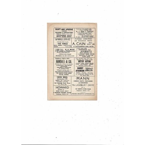 1962/63 Kingstonian v Barnet London Snr Cup Final Football Programme @ Hayes