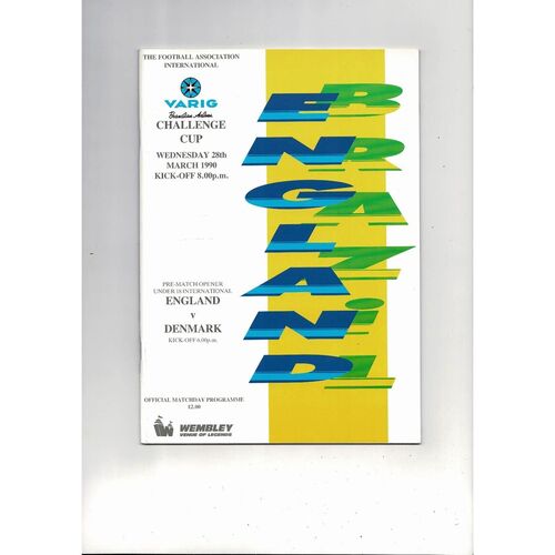 1990 England v Brazil Football Programme