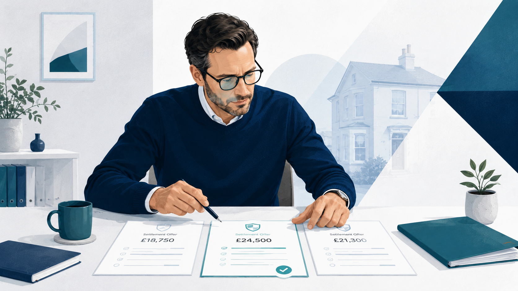 Policyholder comparing different insurance settlement offers before deciding whether to accept or reject the latest offer