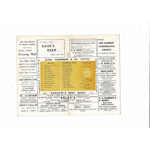 1968/69 Barrow v Mansfield Town Football Programme