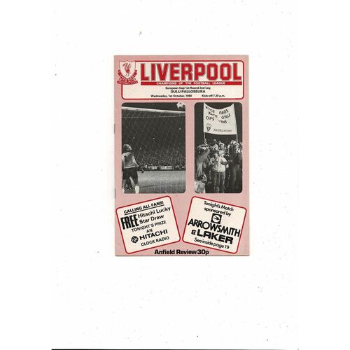 Liverpool v Palloseura European Cup Football Programme 1980/81