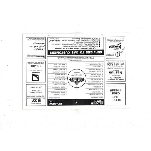 Slough Town v Reading FA Cup Football Programme + Press Cutting 1991/92