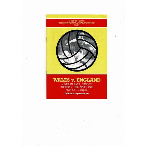 1982 Wales v England Football Programme