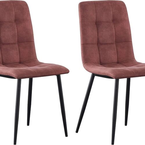 mcc direct Set of 2 Faux Matte Suede Leather Dining Chairs With metal Legs home& restaurants henri