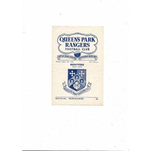 Queens Park Rangers v Brentford Friendly Football Programme 1962/63