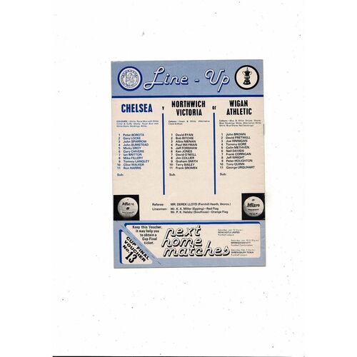 Chelsea v Wigan Athletic FA Cup Football Programme 1979/80