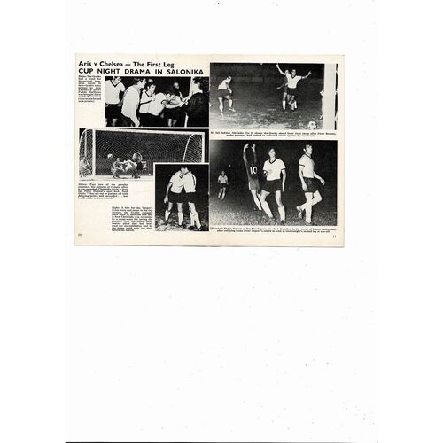 Chelsea v Aris Salonika European Cup Winners Cup Football Programme 1970/71 Autographed