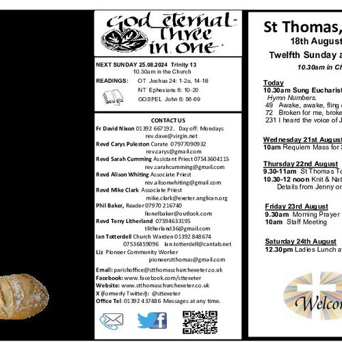 Pew Sheet | The Parish of St Thomas, Exeter