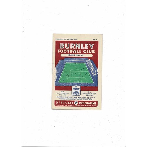1956/57 Burnley v Leeds United Football Programme