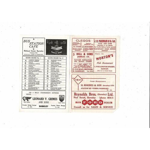 1957/58 Barnsley v Stoke City Football Programme